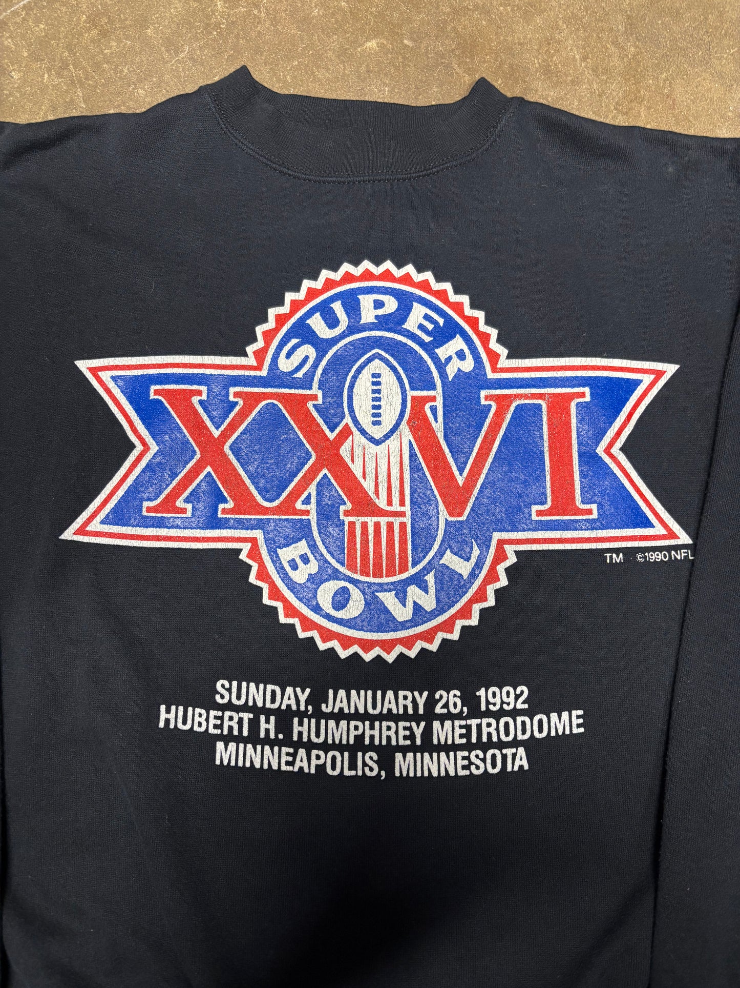 (M) Vintage 1992 Super Bowl XXVI Black Crewneck