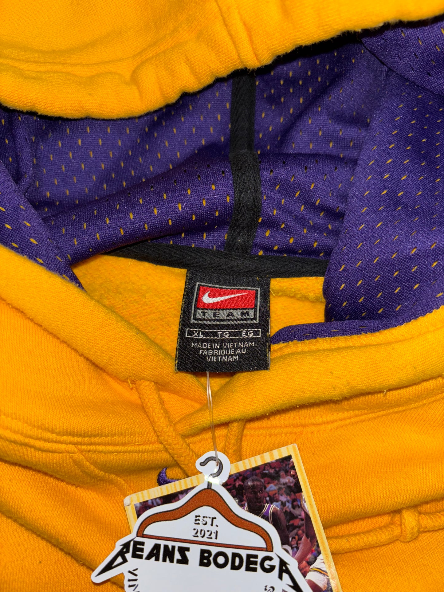 (XXL) Vintage 00s Nike Center Swoosh Los Angeles Yellow Hoodie