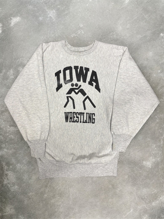 (L) Vintage 90s Champion Reverse Weave Iowa Wrestling Crewneck