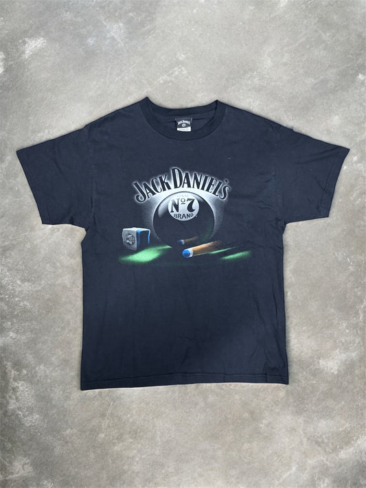 (M) Vintage 00s Jack Daniel’s 8 Ball Liquor Black T-Shirt