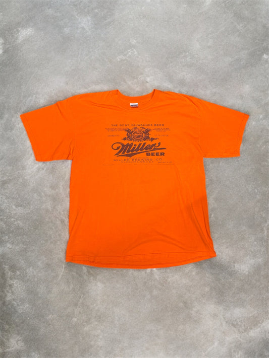 (XL) Vintage 00s Gildan Miller Beer Orange Shirt