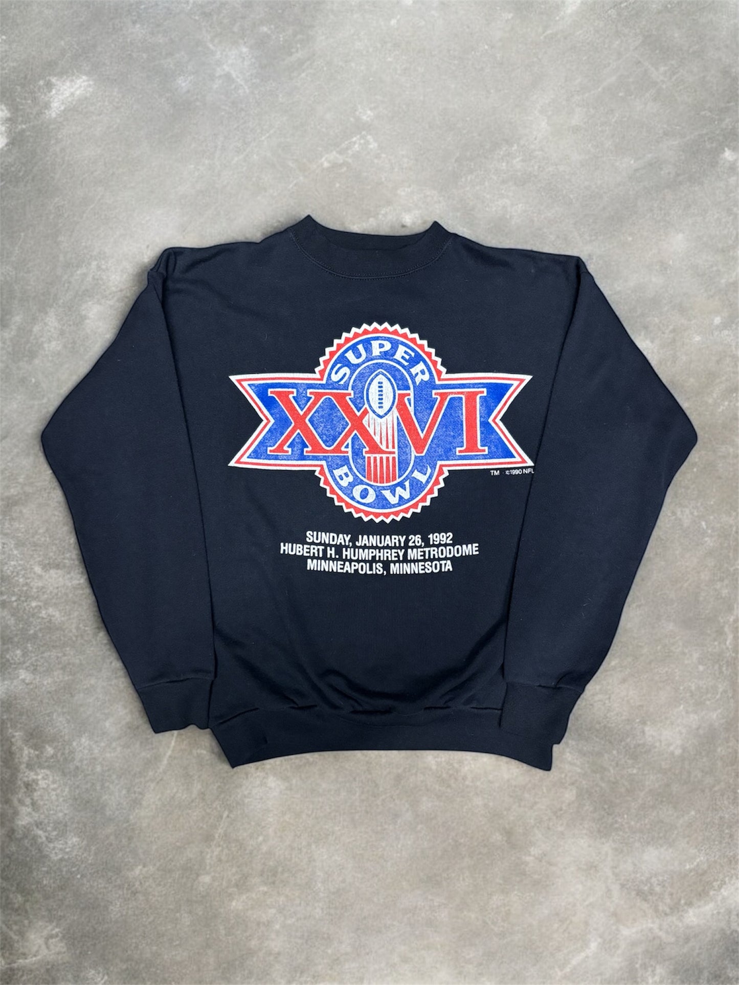 (M) Vintage 1992 Super Bowl XXVI Black Crewneck