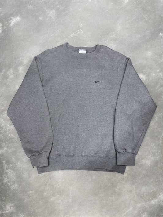 (L) Vintage 00s Nike Side Swoosh Dark Grey Crewneck