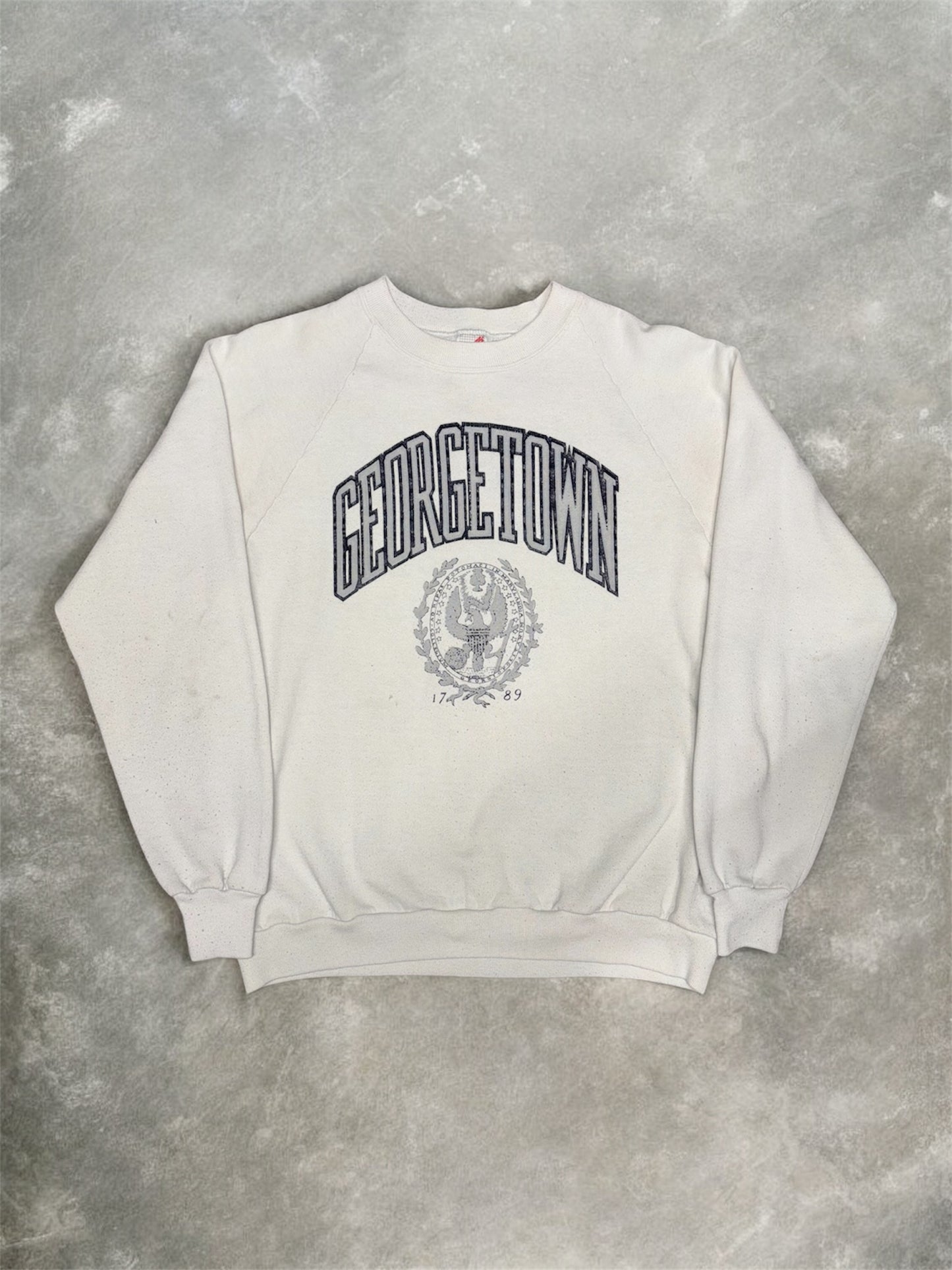 (L) Vintage 90s Georgetown University White Crewneck