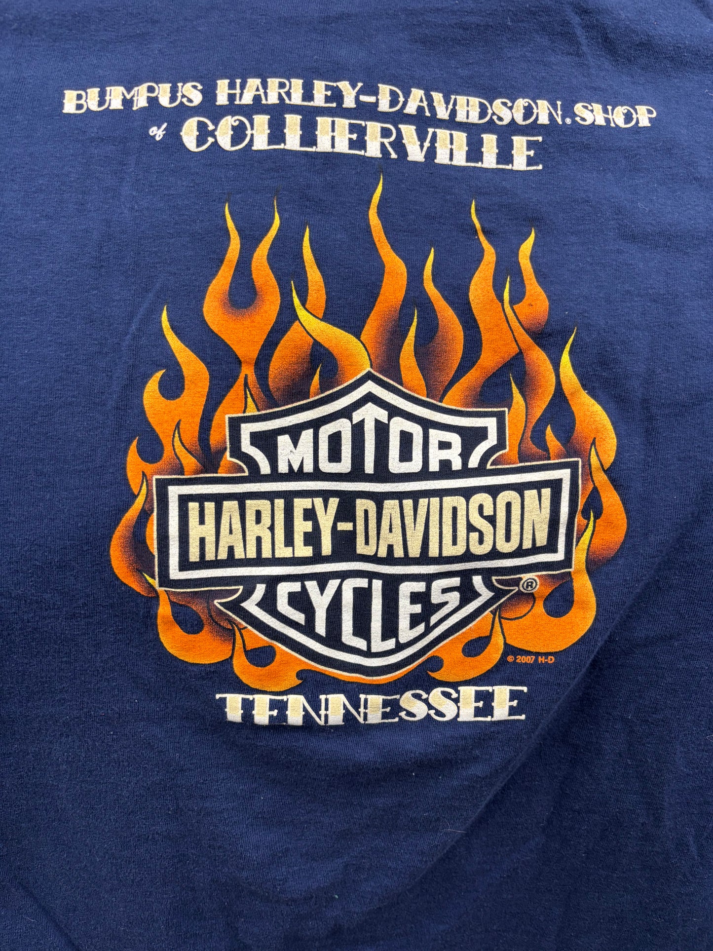 (L) Vintage 2007 Harley Davidson Blue Graphic T-Shirt