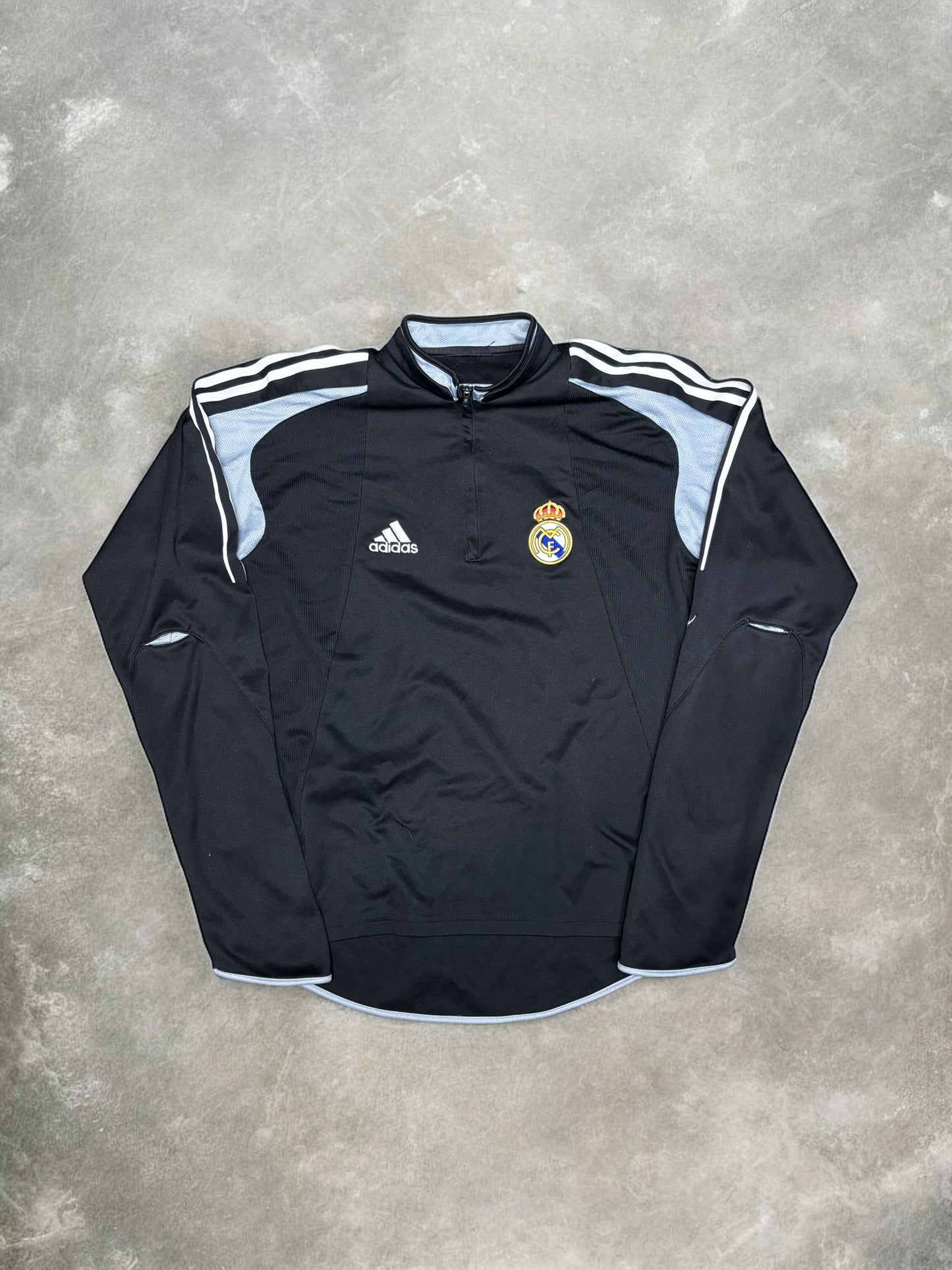 (M) Adidas Real Madrid Black 1/4 Zip Up Warm Up