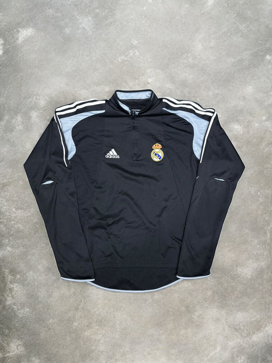 (M) Adidas Real Madrid Black 1/4 Zip Up Warm Up